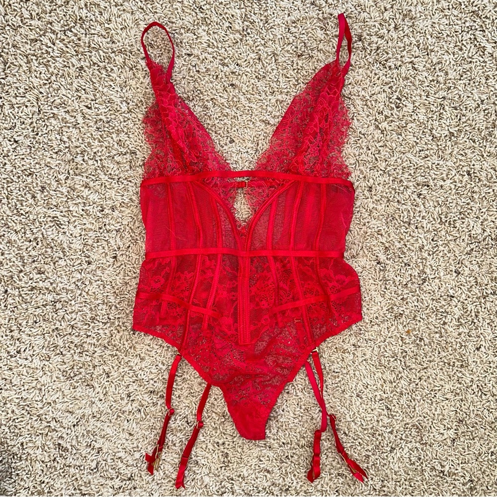 Victoria's Secret Vibrant Red Mesh Lingerie